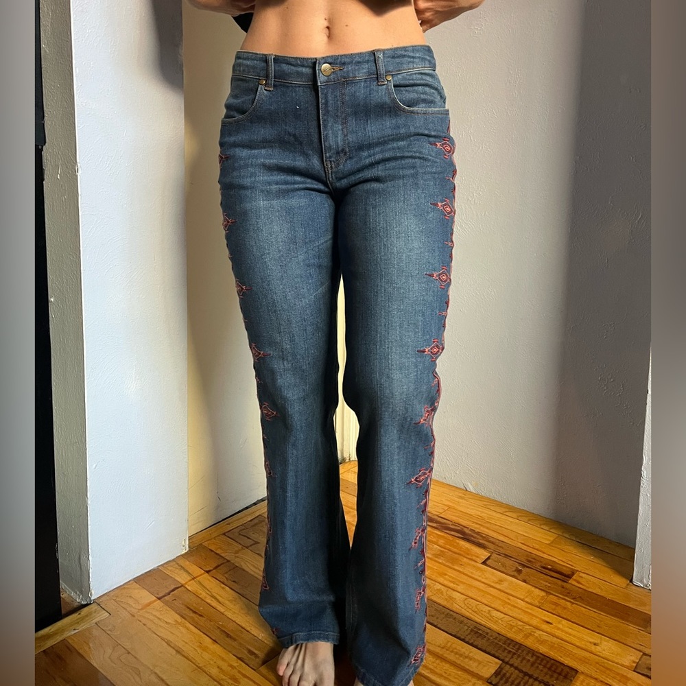 Embroidered Low Rise Jeans
